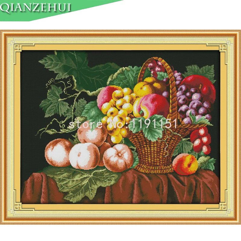 

QIANZEHUI,Needlework,DIY Fruit Cross stitch,Sets For Embroidery kits Cross-Stitching,Sets For Embroidery kits,Wall Home Decro