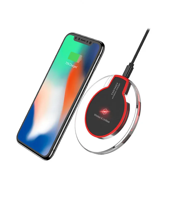 Protable LED Transparent Qi Wireless Charger Pads 5V 1A For Samsung