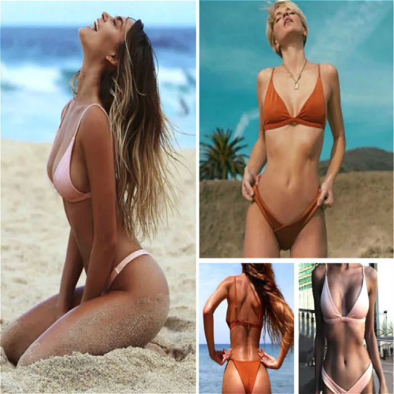 

Sexy Bikini Beachwear Triangle Swimsuit Bathing Suit New Sexy Bikini Imayio Women High Leg Swimwear Shiny Cheeky Sexy Bikini Set