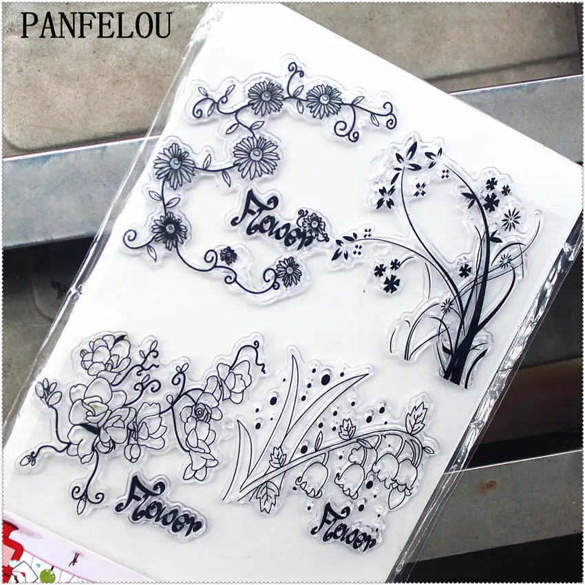 

PANFELOU 11.3*15.56cm Flower vines series Transparent Silicone Rubber Clear Stamps cartoon for Scrapbooking/DIY wedding album