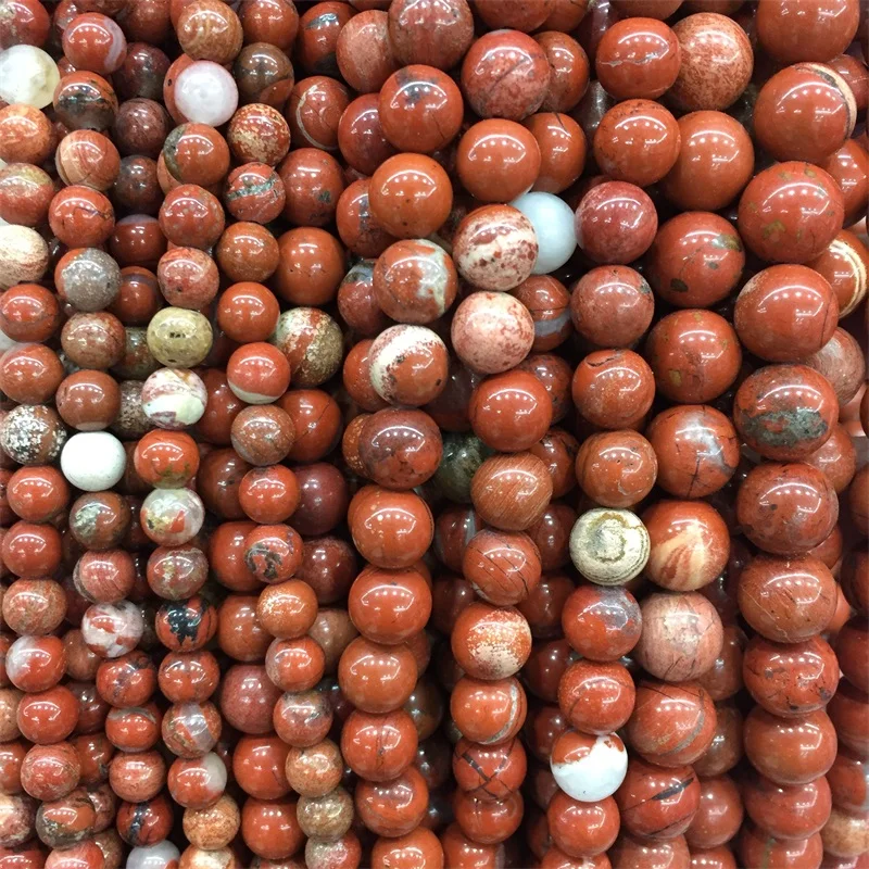 

Genuine Gemstone Natural Stone Red Brecciated Jasper Round Beads 15" Strand 6 8 10 12MM Bloodstone For Jewelry Making DIY Gift