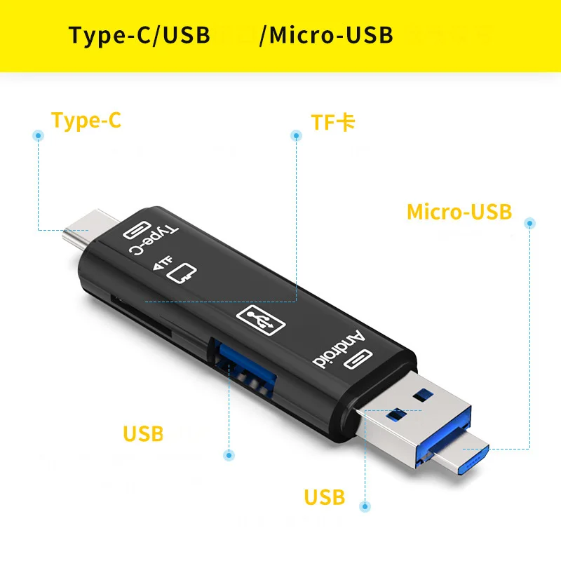 3 In 1 Type-c Micro USB OTG Card Reader Flash Drive High-speed USB2.0 Universal TF/SD Card for Phone Computer Extension Headers 3 In 1 Type-c Micro USB OTG Card Reader Flash Drive High-speed USB2.0 Universal TF/SD Card for Phone Computer Extension Headers
