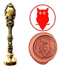 Owl Vintage Custom Picture Logo Luxury Wax Seal Sealing Stamp Brass Peacock Metal Handle Gift Set