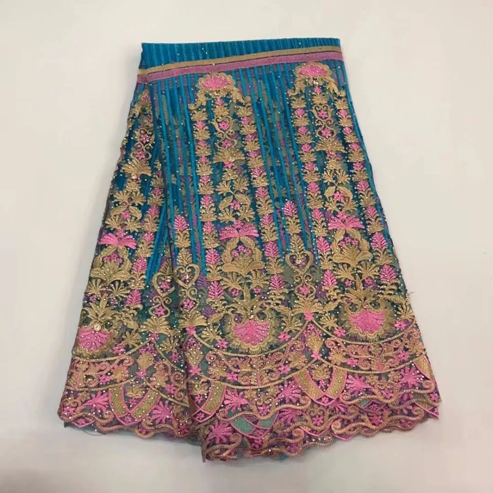 Темно-синий свадебный кружевной ткани 3D цветы французский африканские ткани шнурка для платья бисер Тюлевое кружево, нигерийское Ткань Белый Черный