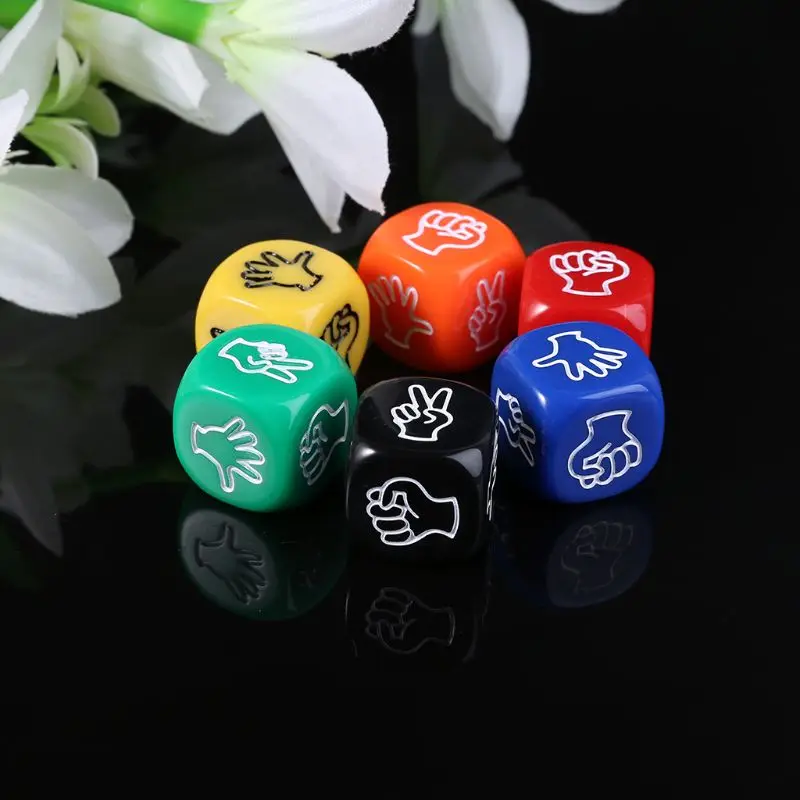 6pcs/set Funny Drinking Game Dice Rock Paper Scissors Finger-guessing Gambling Game Toys 6-Side 20mm 6pcs/set Funny Drinking Game Dice Rock Paper Scissors Finger-guessing Gambling Game Toys 6-Side 20mm