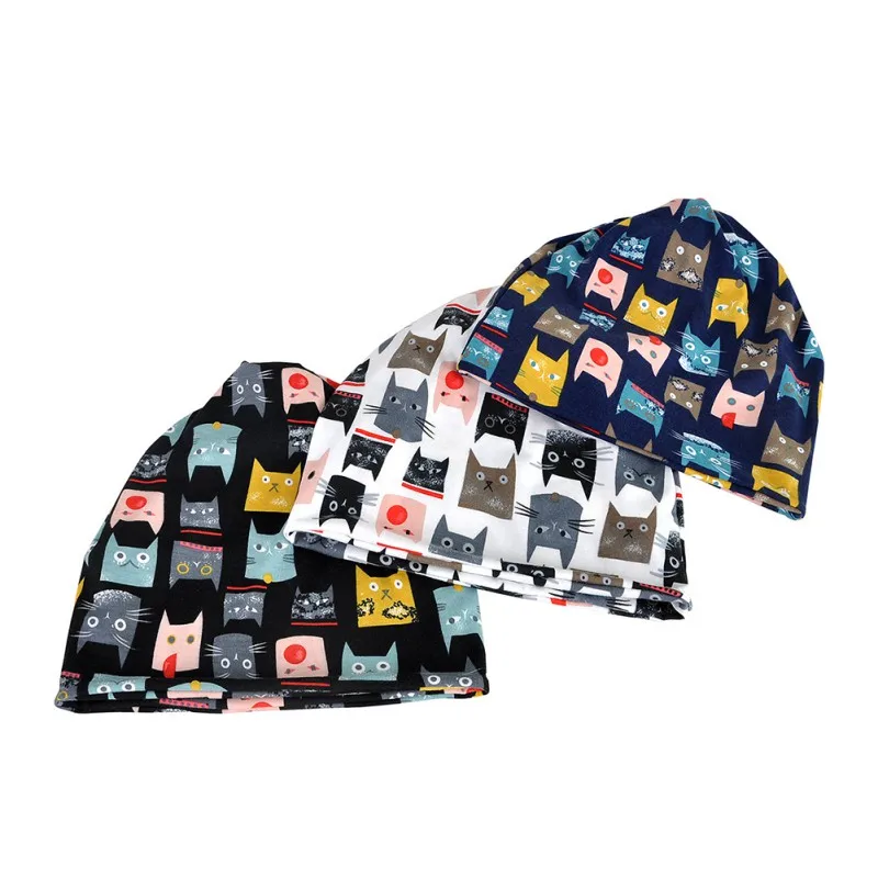 Осенне-зимняя Кепка для бега, шарф, простой стиль, с рисунком кота, дышащая эластичная шапка, теплая шапка для шеи, походные шляпы для путешествий