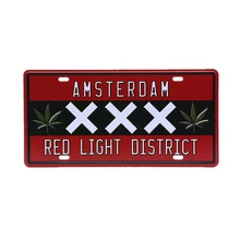 Holandia Amsterdam dzielnicy czerwonej linii prawo jazdy metalowa płytka Vintage tablica artystyczne naklejki na ścianę Pub Cafe Home Decor 30x15cm A971