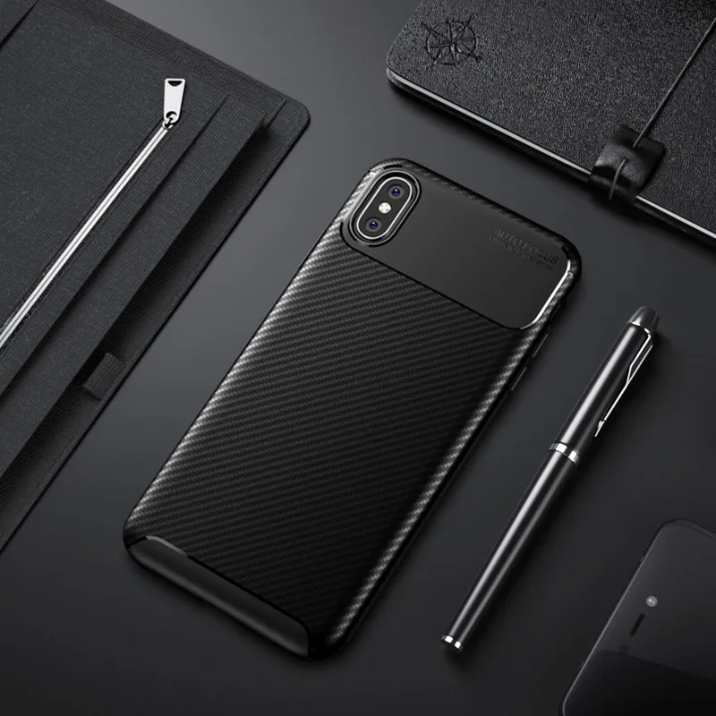 cheap Luxury silicone phone case on for iphone XS XR XS Max Soft TPU Carbon Fiber Shockproof Cover for iphone 6 6s 7 8 Plus X Case