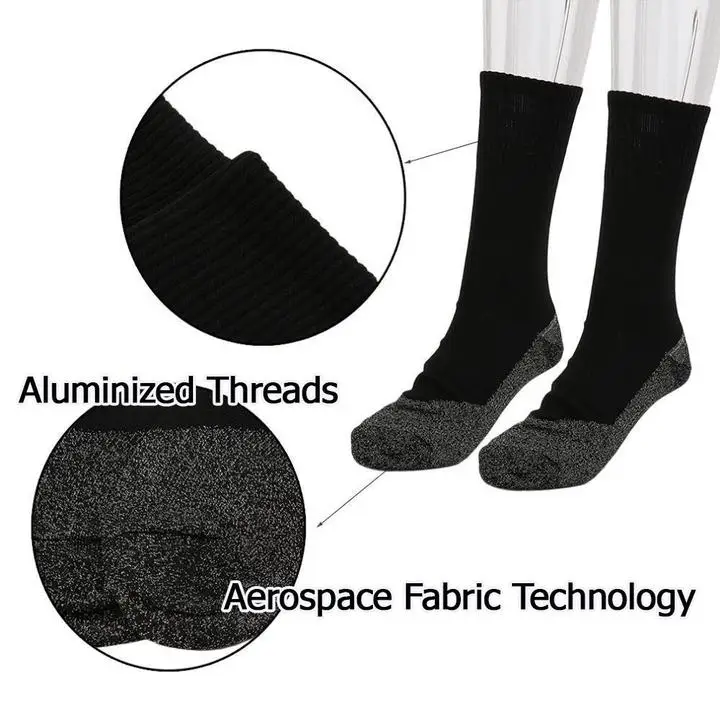 1 пара зимних алюминиевых теплоизоляционных волокон, теплые и сухие носки для мужчин и женщин, носки из Алюминиевого волокна, подарок на Рождество - Цвет: Черный