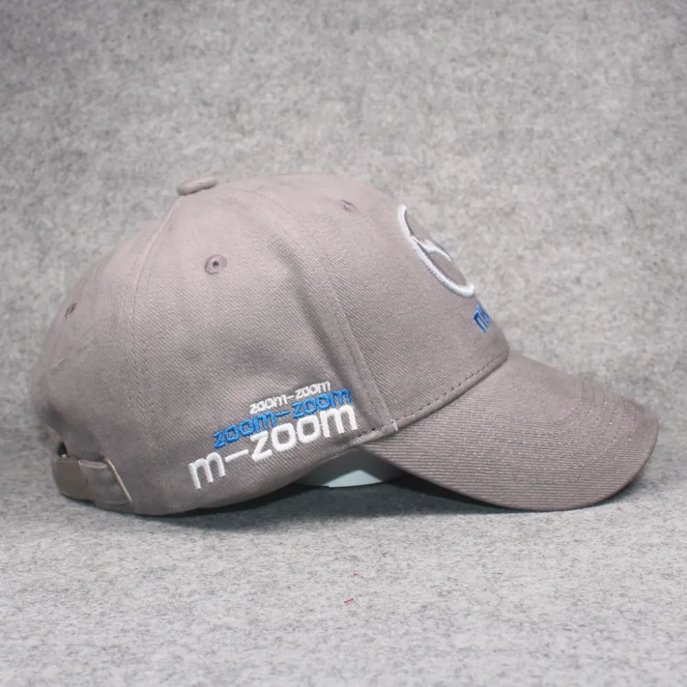 Mazda Zoom Zoom Snapback Cotton Cap 3D Embroidery MAZDASPEED PERFORMANCE With Rear Adjustable Silver Metal Buckle Solid Grey Color
