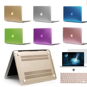 

Matte Case For Apple Macbook Air Pro Retina 11 12 13 15 Laptop Bag Sleeve Notbook Hard For mac+Keyboard Cover+Film without Logo