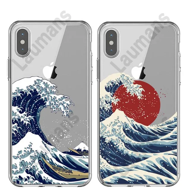 

The Great Wave off Kanagawa Phone Case For iphone 6 6S 7 8 plus X XS MAX XR 5 Japanese Sea Wave Ocean Back Cover Coque