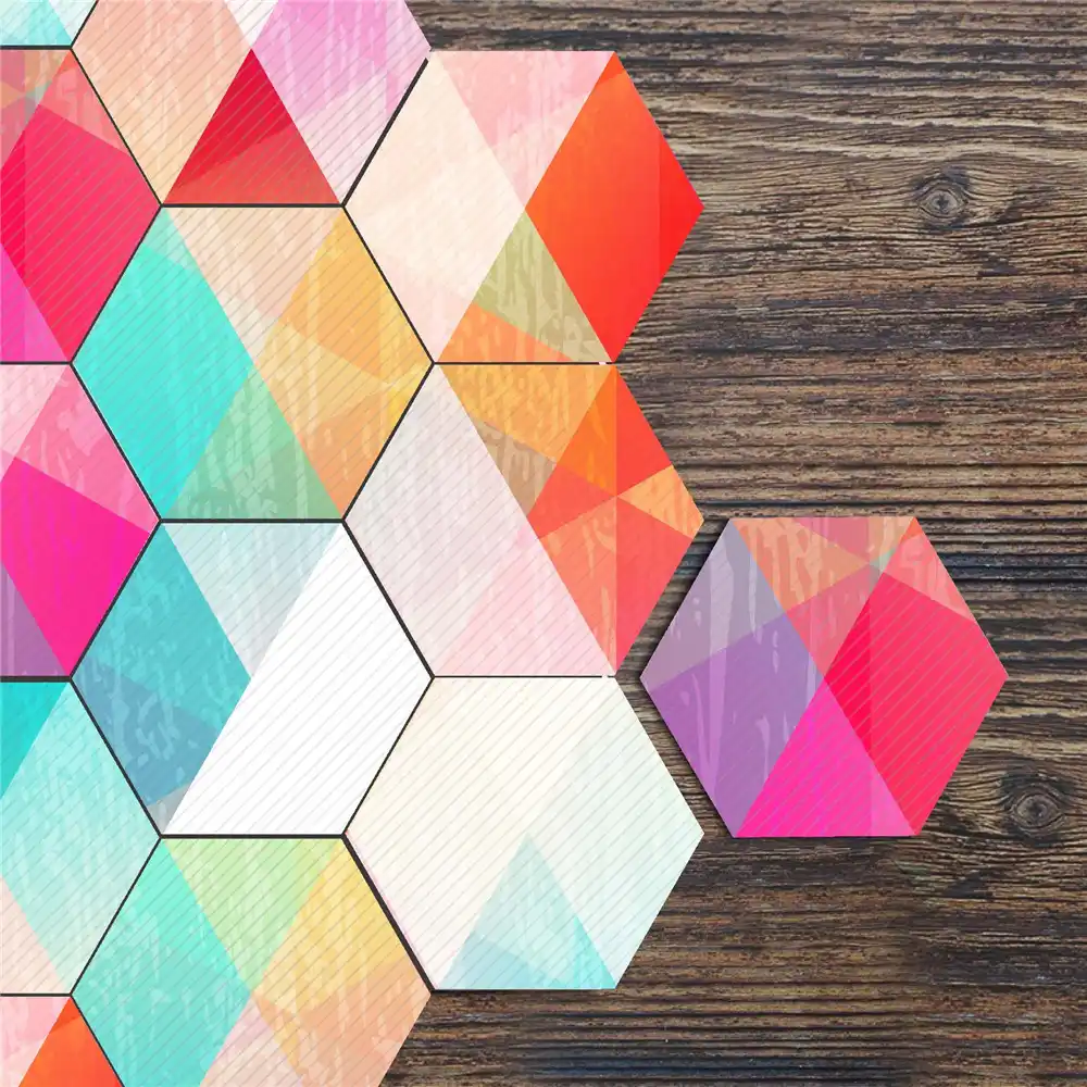 2019 10Pcs/set Hexagon Wall Tile Stickers DIY Art Wall Decor Stickers