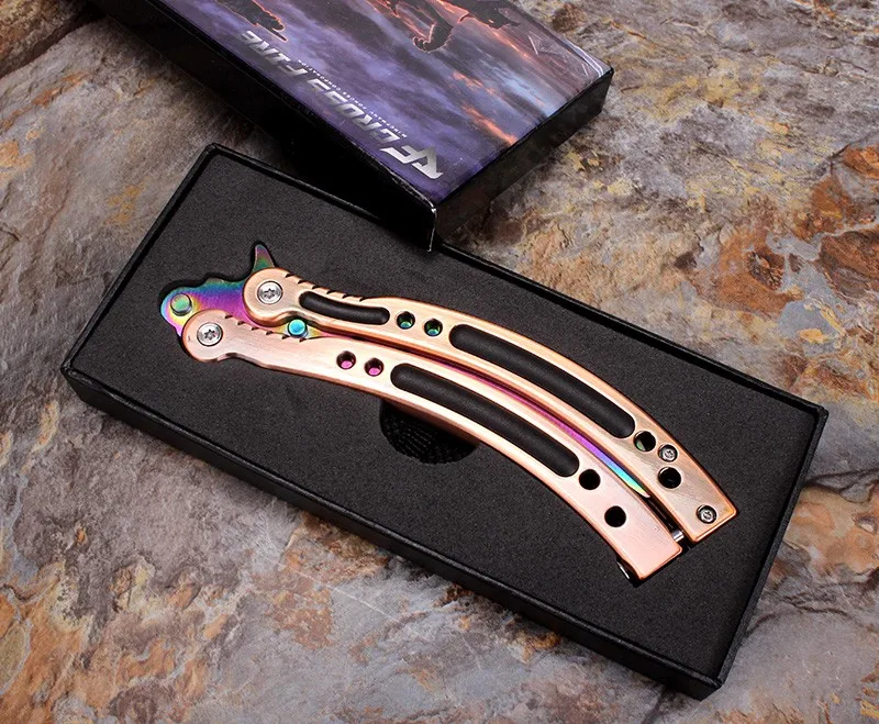 

csgo no hole Butterfly in knife handle training knife handle Aerospace aluminum alloy handle karambit Titanium balisong No blade