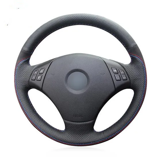 

Puou Black Artificial Leather Car Steering Wheel Cover for BMW E90 320 318i 320i 325i 330i 320d X1 328xi 2007 Free shipping