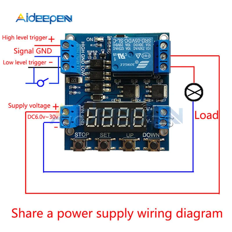 С источником питания от постоянного тока, 6 V-30 V 1 канал выдержкой времени триггерный релейный модуль Высокий Низкий триггер с синхронизации/счетчик/Напряжение обнаружения Функция Цепь выключателя
