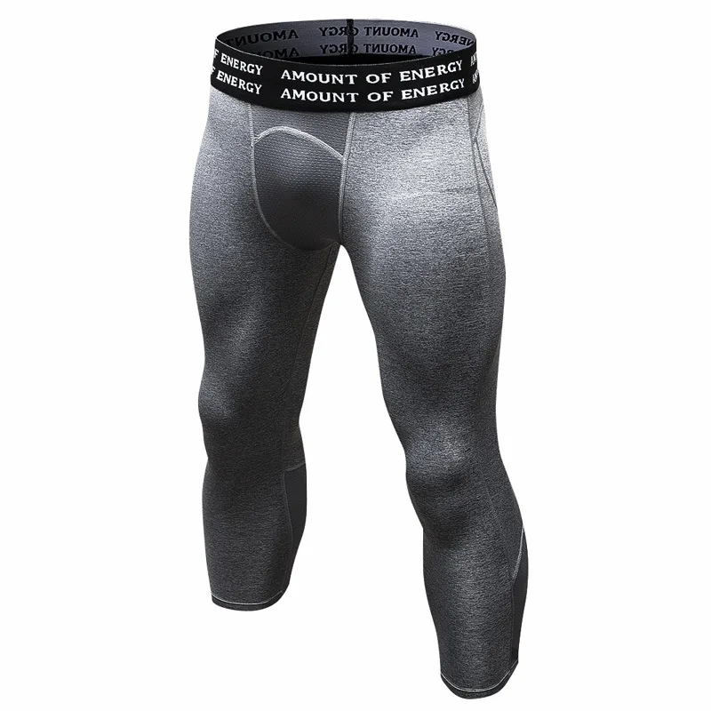 3/4 Length Professional Compress Running Tights Men Sport Leggings High