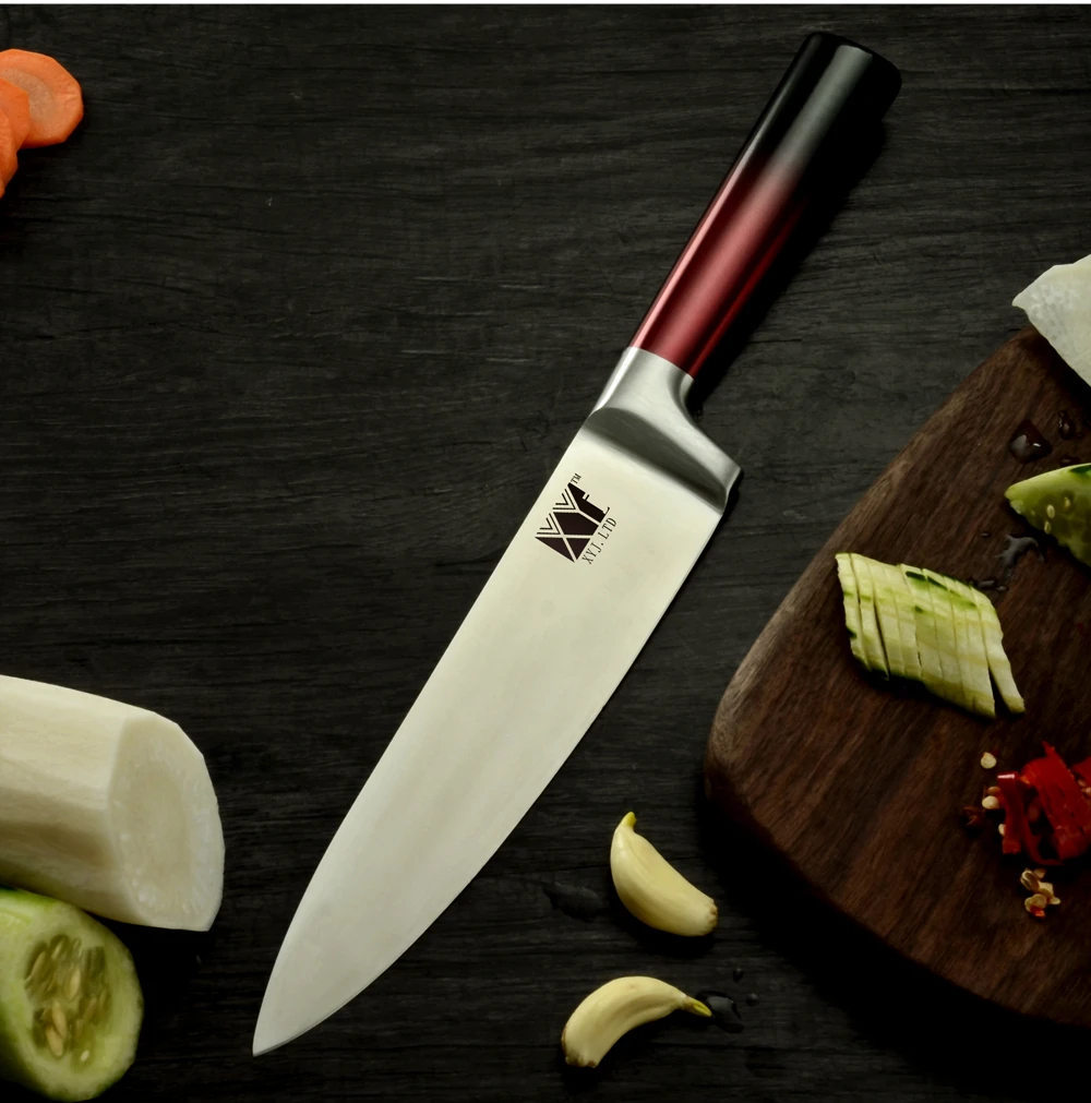 XYj набор кухонных ножей из нержавеющей стали высокого качества, нож для фруктов, овощей, хлеба, мяса, антипригарное лезвие, светильник, ножи с тяжелой ручкой