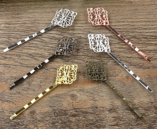 

15mm Blank Bobby Pins Hairpins Base Vintage Filigree Flower Hair Clip Findings Hair Accessories for Women Wedding Hair Headwear
