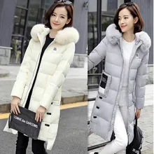Женская Стеганая длинная куртка на 90% утином пуху, Зимняя Толстая теплая куртка с капюшоном и меховым воротником, Высококачественная приталенная куртка Casaco Neve Feminino DJ18