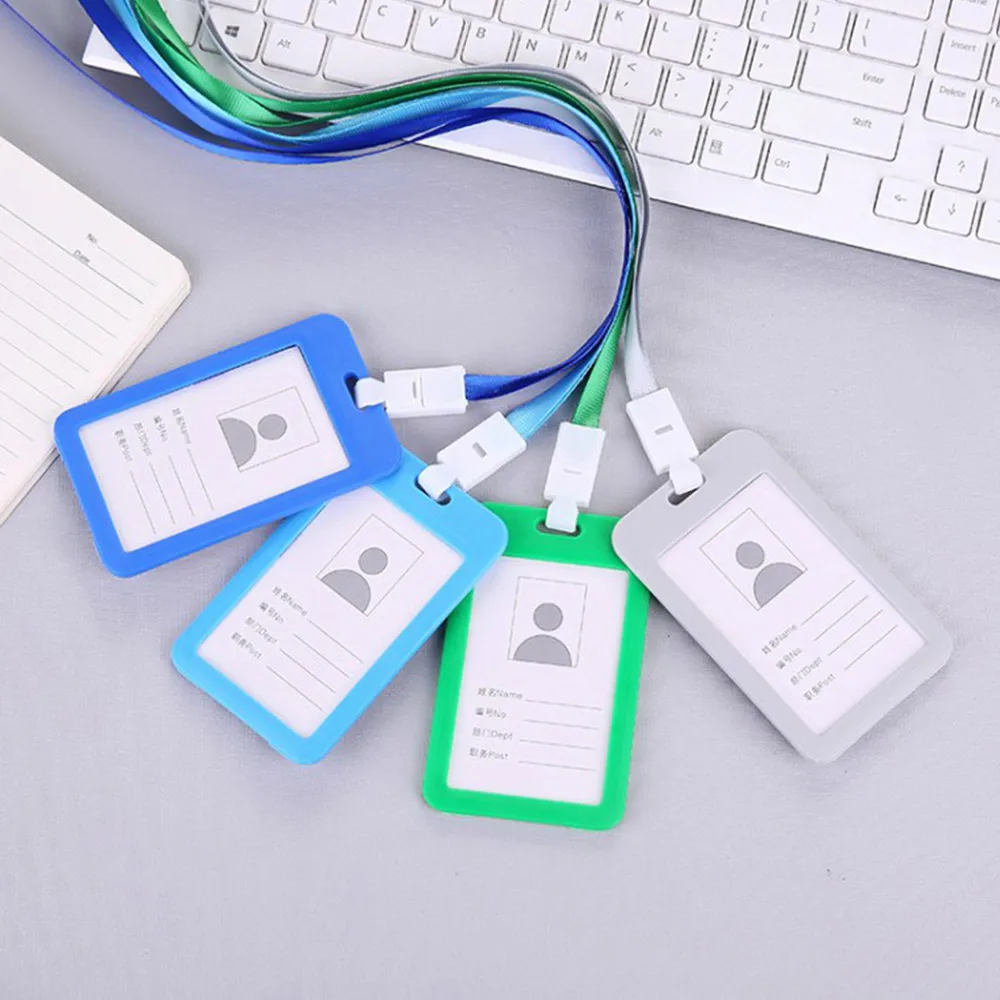 

Employee badge Portable Colorful Employee Plastic ID Card Holder Name Tag Lanyard Neck Strap
