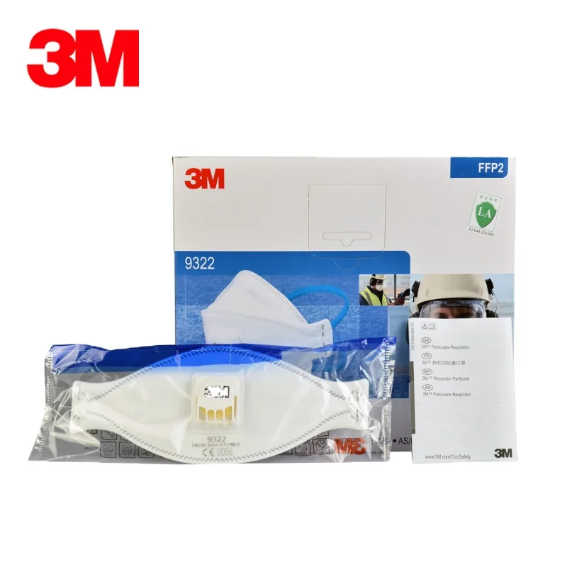 

10pcs 3M 9322 Disposable Anti-Pm 2.5 Dust Protective Respirator Flow Valved Fold Mask Low Breathing Resistance Humid Enviroments