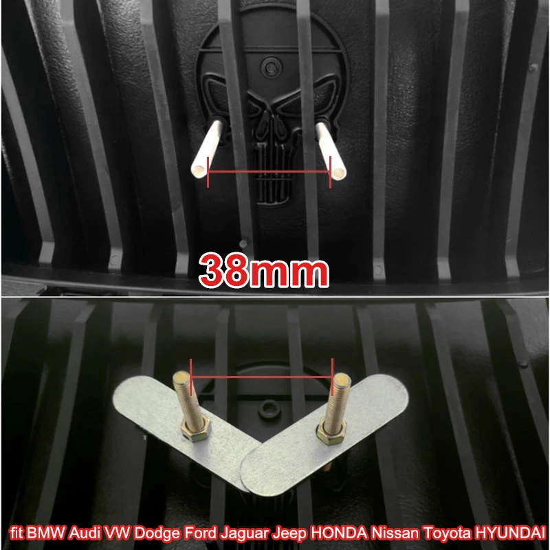  Car Head Decoration Black Punisher Skull Car Badge Emblem Diamond Plate for Auto Front Grille Comin