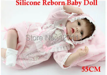 

Free shipping TOP QUALITY 55cm boy reborn baby doll/ simulation baby Silicone baby doll for kids' gift