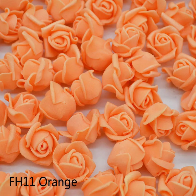 100 шт. 2 см мини розовыми цветами искусственных пенополиэтилен головка цветка дома Свадебные украшения DIY помпоном Скрапбукинг Craft поддельные цветы - Цвет: Orange
