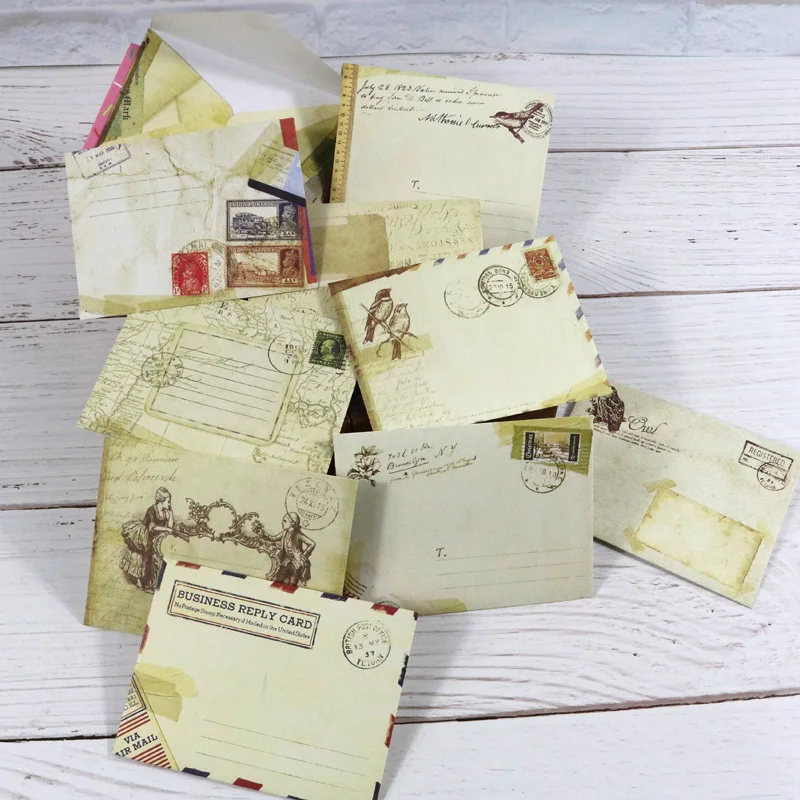 

12 Patterns mix 60pcs Mini Paper Envelopes Vintage Europe Kraft Envelope Mini Ancien Gift Paper Bag