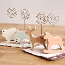 1 шт. Мультяшные животные лошадь деревянные памятки бумажные скрепки для бумаги фото клип держатель Деревянные маленькие зажимы подставка канцелярские подарки