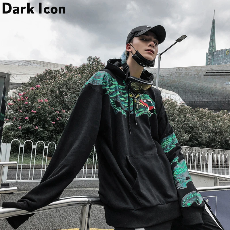 ダークアイコンドラゴンプリント男性のトレーナーとパーカー 19 秋ストリートパーカー特大パーカーメンズブラック 赤 パーカー スウェット Aliexpress