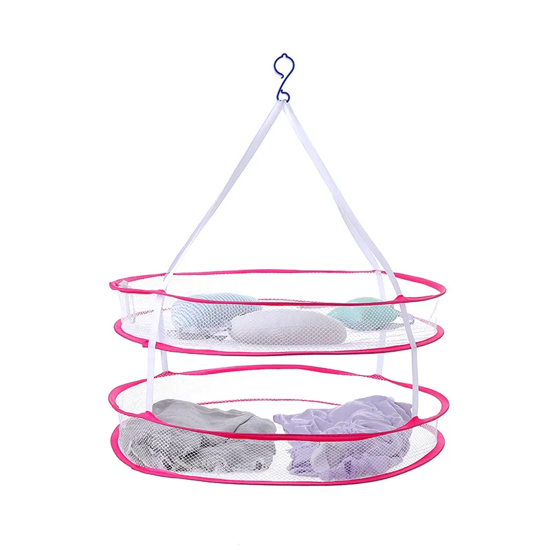

High Quality Double Folding Laundry Storage Windproof Drying Clothes Net Anti-slip Hanging Cloth Drying Rack