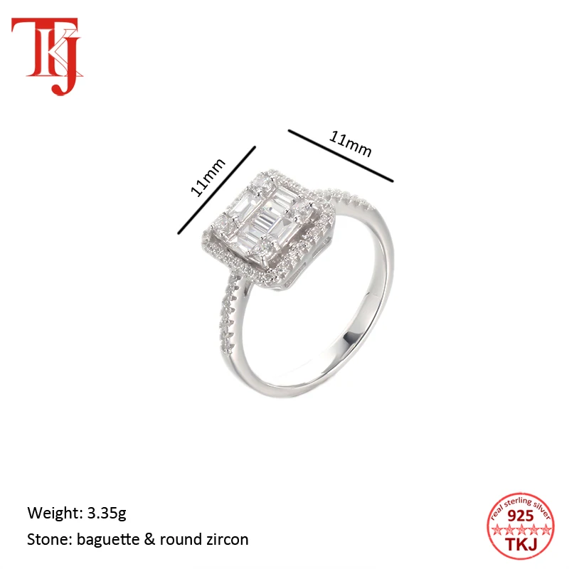 TKJ Baguette Cubic Zirconia Ring Sterling Silver 925 Wedding Ring-4