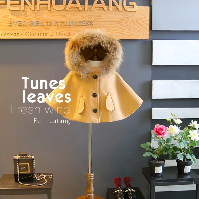 

Autumn and Winter Baby Girls Cloak Coat Solid Tops Warm Hooded Coat Cloak Poncho Cape Mantle Outwear for Girls