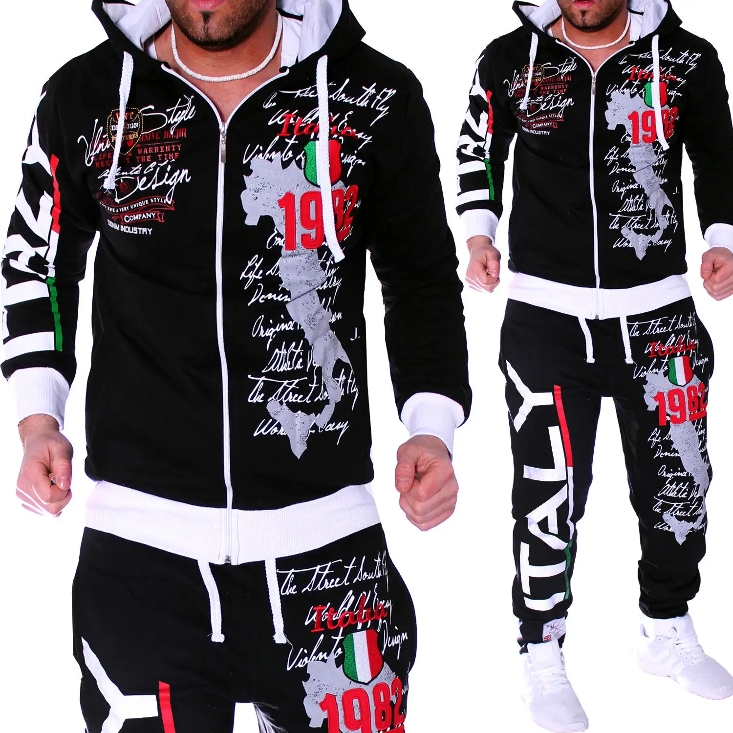 ZOGAA Spring Autumn Hoodie Sweater Jacket+joger Sweatpants Man Printing Suits 2PCS Tracksuit Men Casual Patchwork Sportwear Set ZOGAA Spring Autumn Hoodie Sweater Jacket+joger Sweatpants Man Printing Suits 2PCS Tracksuit Men Casual Patchwork Sportwear Set