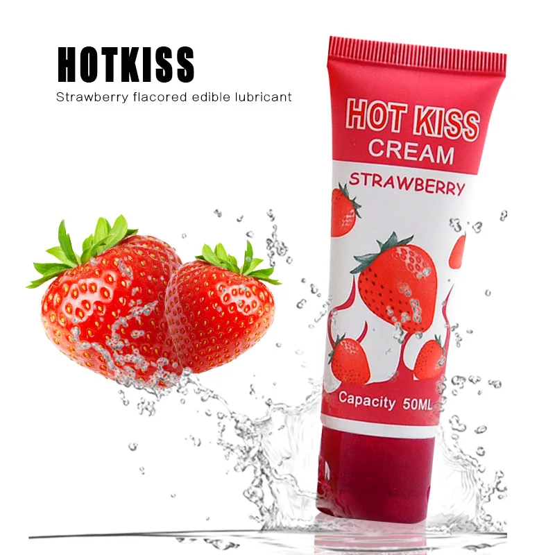 Съедобная смазка с ароматом клубники Hot Kiss|Презервативы| |