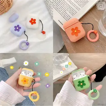 

Fashion Cute Flower Soft Silicone Protective Cover Shockproof Case Skin for Airpods 1/2 Charging Box