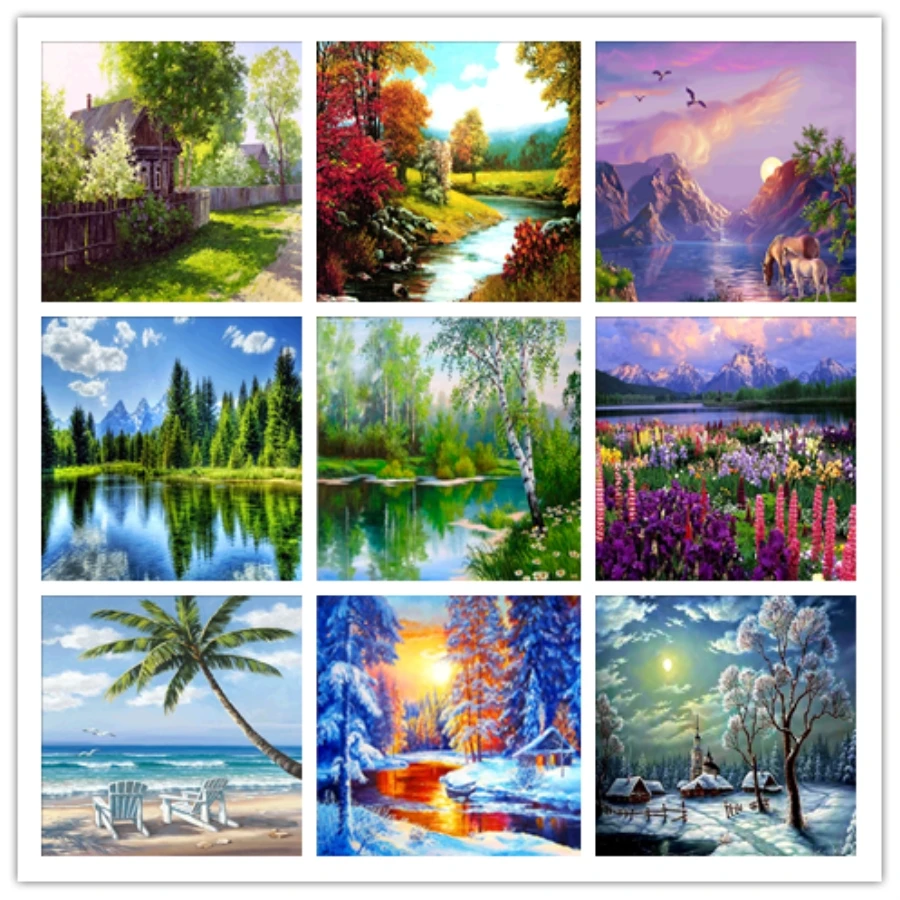 

& 5d diy diamond embroidery mosaic diamond painting cross stitch needlework Kits Home Decoration scenery mountain water forest