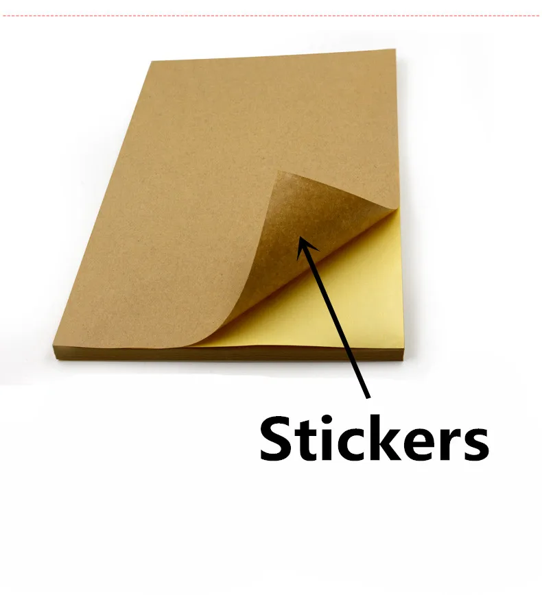 Impressora a Laser Jato de Tinta Impressão de Adesivos Frete Grátis Lote a4 Marrom Papel Kraft Adesivos Auto Adesivo Caligrafia Branco 50 Pçs - 6 High Quality Material escolar e de escritório