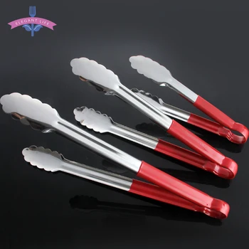 

9/12/14inch Silicone + Stainless Steel BBQ Tongs Clips Food Salad Buffet Bread Barbecue Clips Grill Wave Clip Insulation