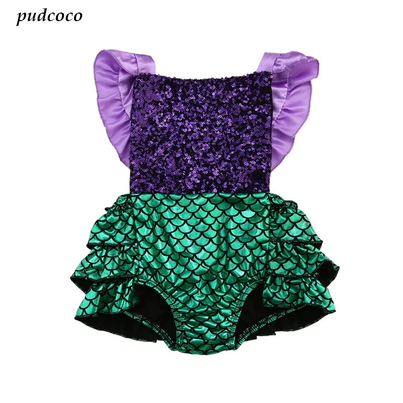 

NWT Baby Girls Sequins Backless Mermaid Bodysuit Infant Babies Jumpsuit Outfits Sunsuit Clothes 0-24M Clothing