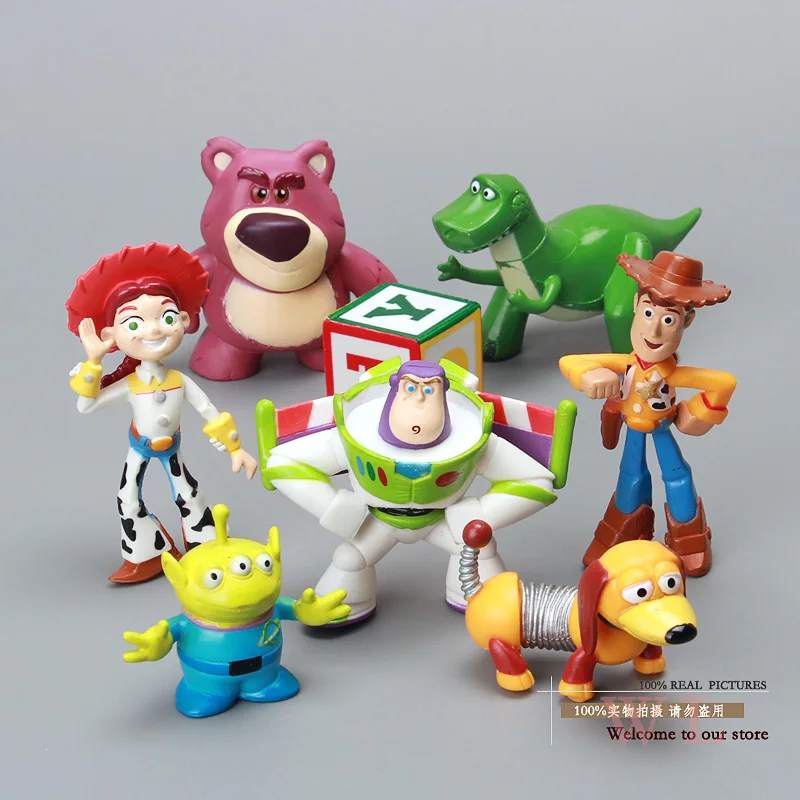 

8pcs/set Cute Toy Story 3 Buzz Lightyear Woody Jessie Lotso Mini PVC Action Figure Model Toys Dolls Christmas Gifts DSFG067