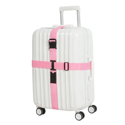 Регулируемые поперечные багажные ремни для путешествий, чемодан на колесиках, персонализированный безопасный упаковочный ремень, детали, аксессуары, более плотная версия - Цвет: Розовый