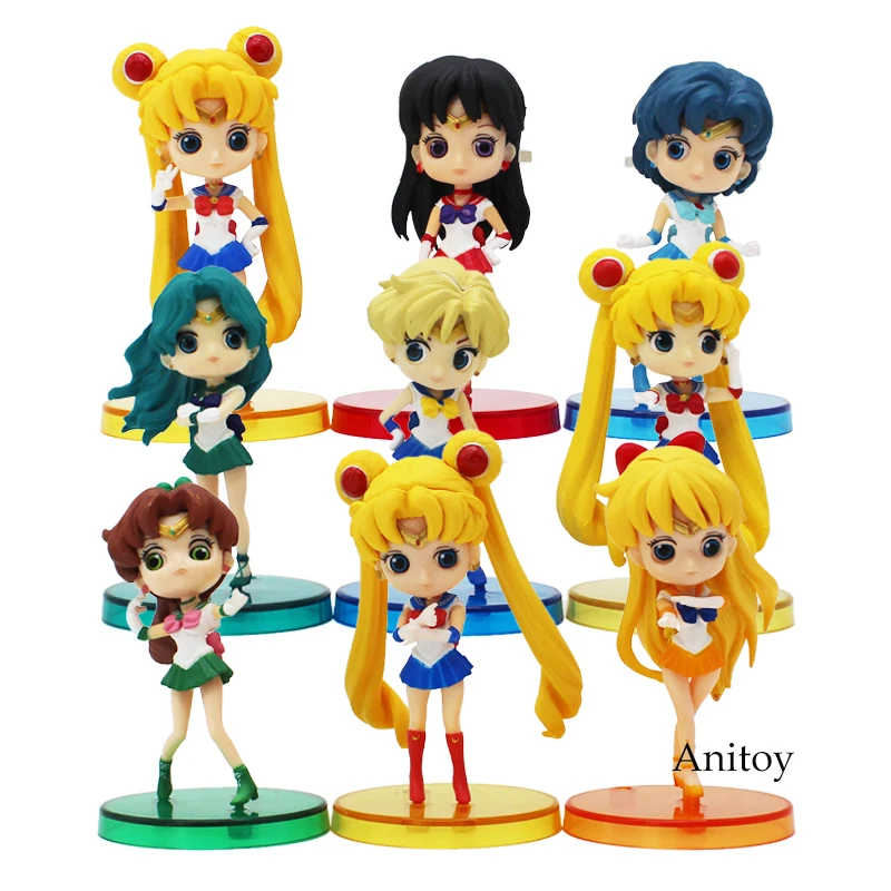 

Q Pocket Sailor Moon Usagi Tsukino/ Sailor Mercury Ami Mizuno/ Sailor Mars Hino Rei PVC Action Figure Collectible Toy 3pce/set