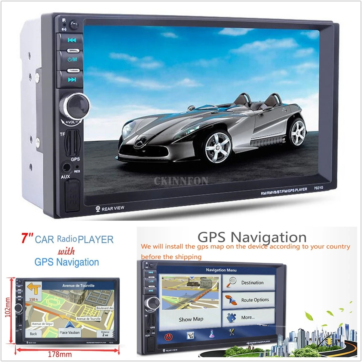 20 шт./лот хит продаж 7 дюймов 2DIN HD 12 В Автомобильный GPS навигатор Bluetooth стерео MP5
