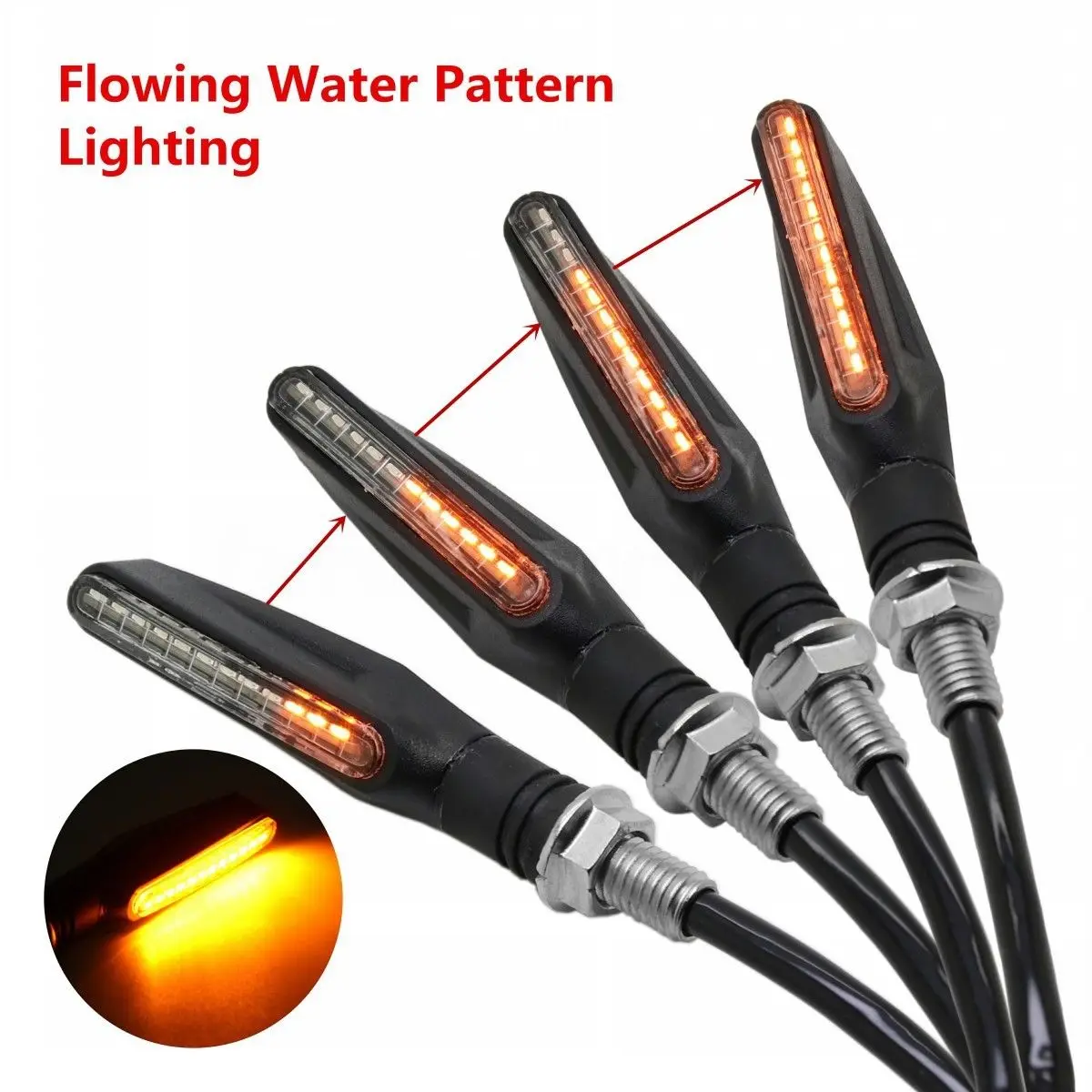 

2pcs Flowing Motorcycle Motorbike 12smd Led Turn Signal Indicator Yellow Lights