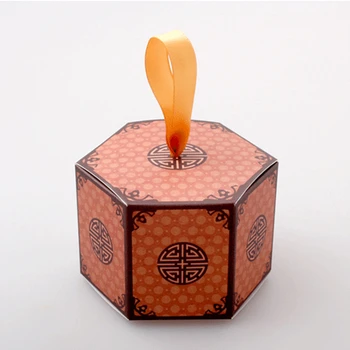 

50pcs Chinese Vintage Happiness Hexagon Candy Box Christmas Wedding Party Favors New Year Decoration Package Supplies Gift Cake
