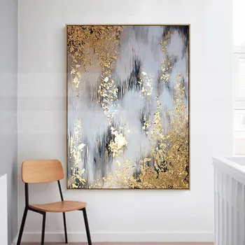 

Gold art canvas paintings Abstract decoration painting wall art pictures for living room home hallway wall decor acrylic texture