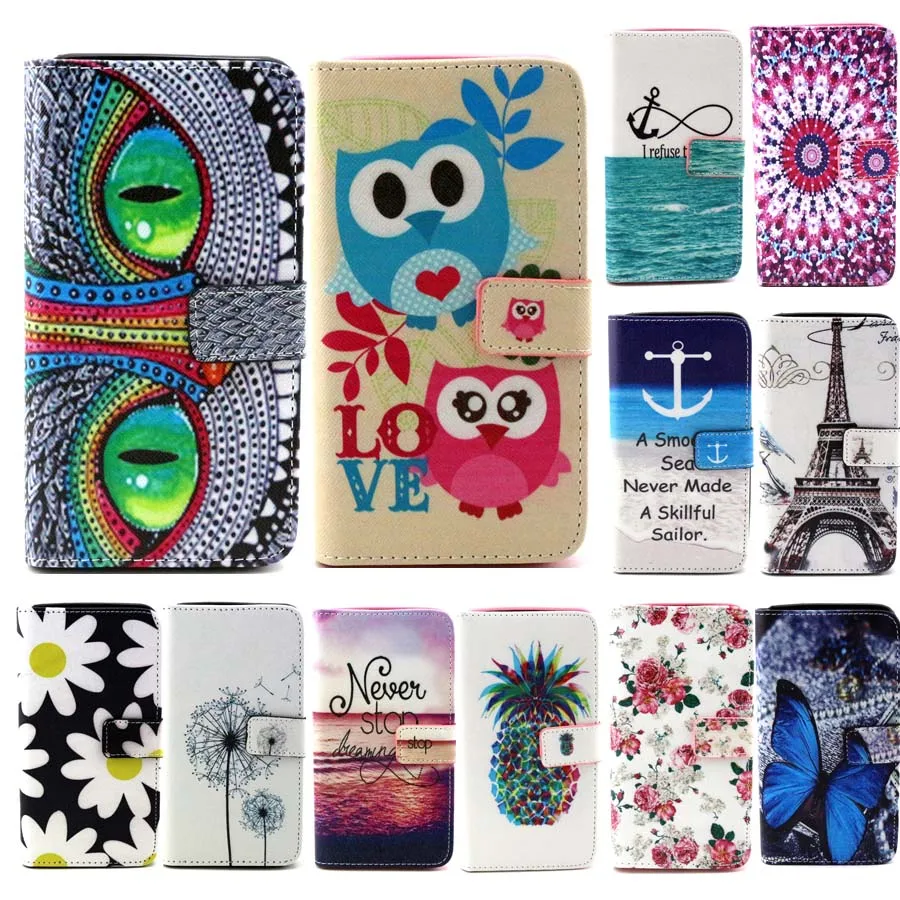 High Quality Luxury Cute font b Cartoon b font Painting PU Leather Phone Case For Alcatel
